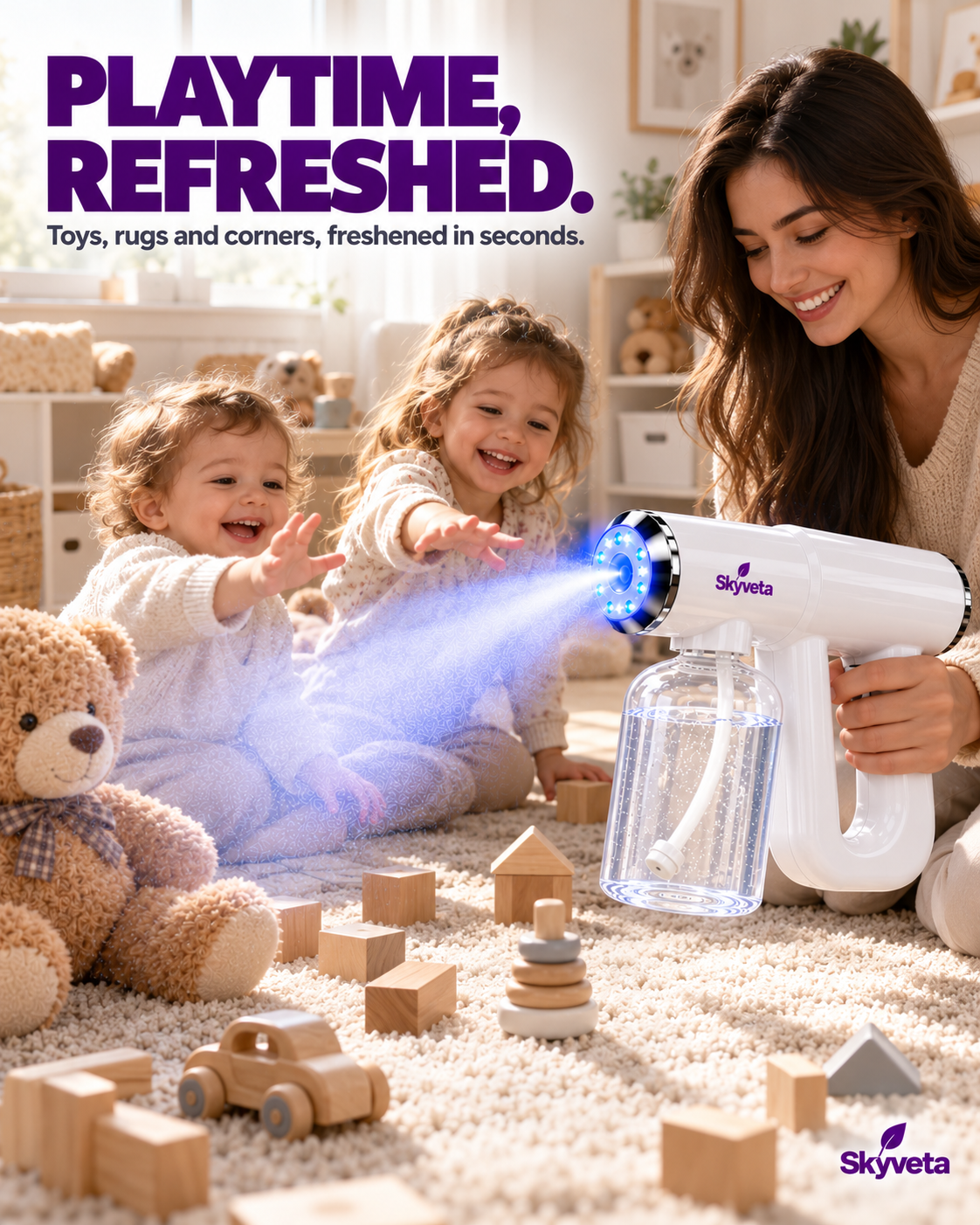 Skyveta Nano Mist Sprayer | Cordless Rechargeable Blue Light Mist Gun