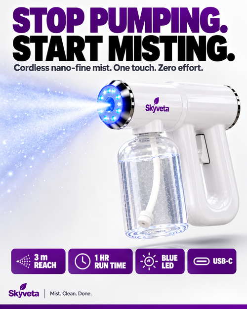 Skyveta Nano Mist Sprayer | Cordless Rechargeable Blue Light Mist Gun