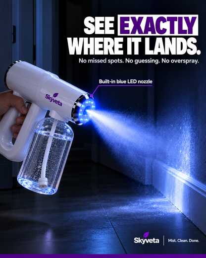Skyveta Nano Mist Sprayer | Cordless Rechargeable Blue Light Mist Gun