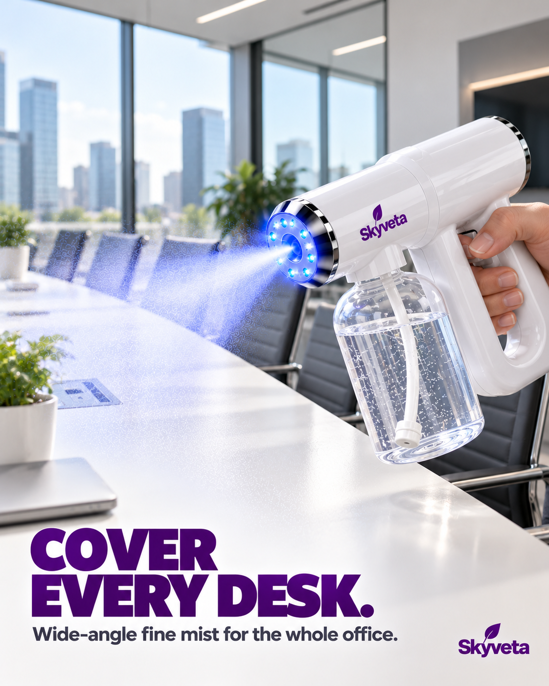 Skyveta Nano Mist Sprayer | Cordless Rechargeable Blue Light Mist Gun